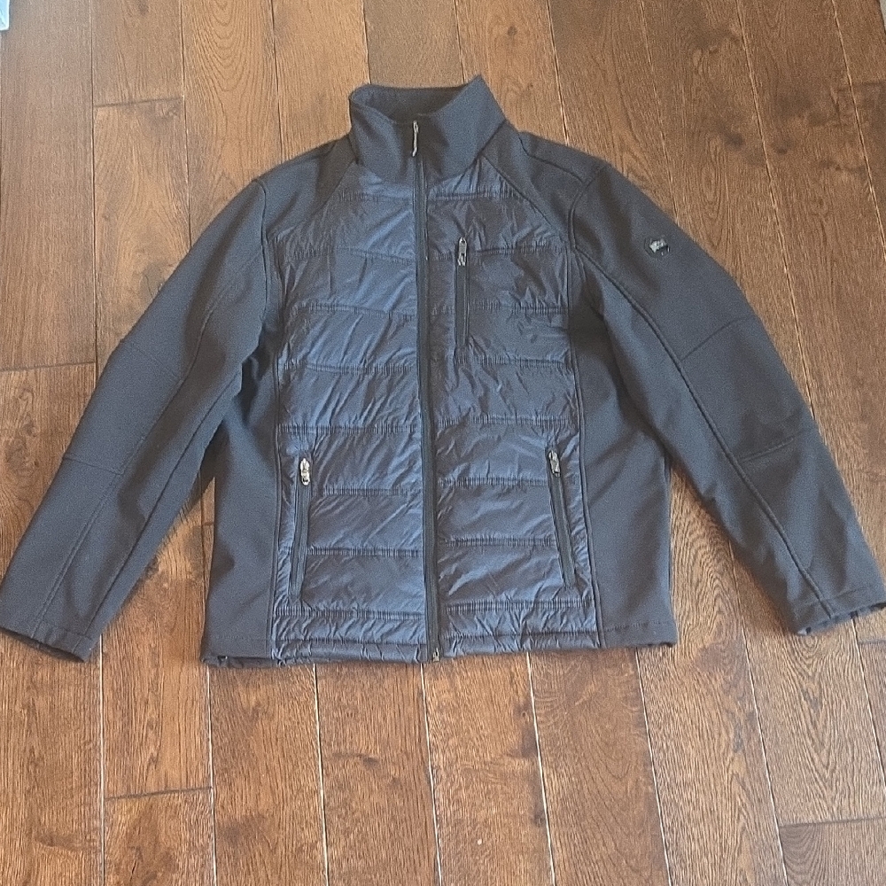 Calvin Klein Mens Quilted Black Performance Zip Jacket Stand Up Collar  Coat EUC